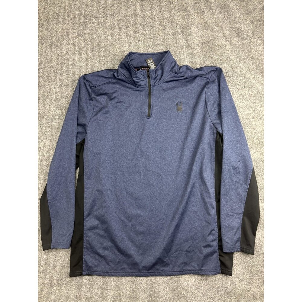 Spyder Pullover Mens 2XL Blue 1/4 Zip Long Sleeve Ski Shirt Stretch Outdoor